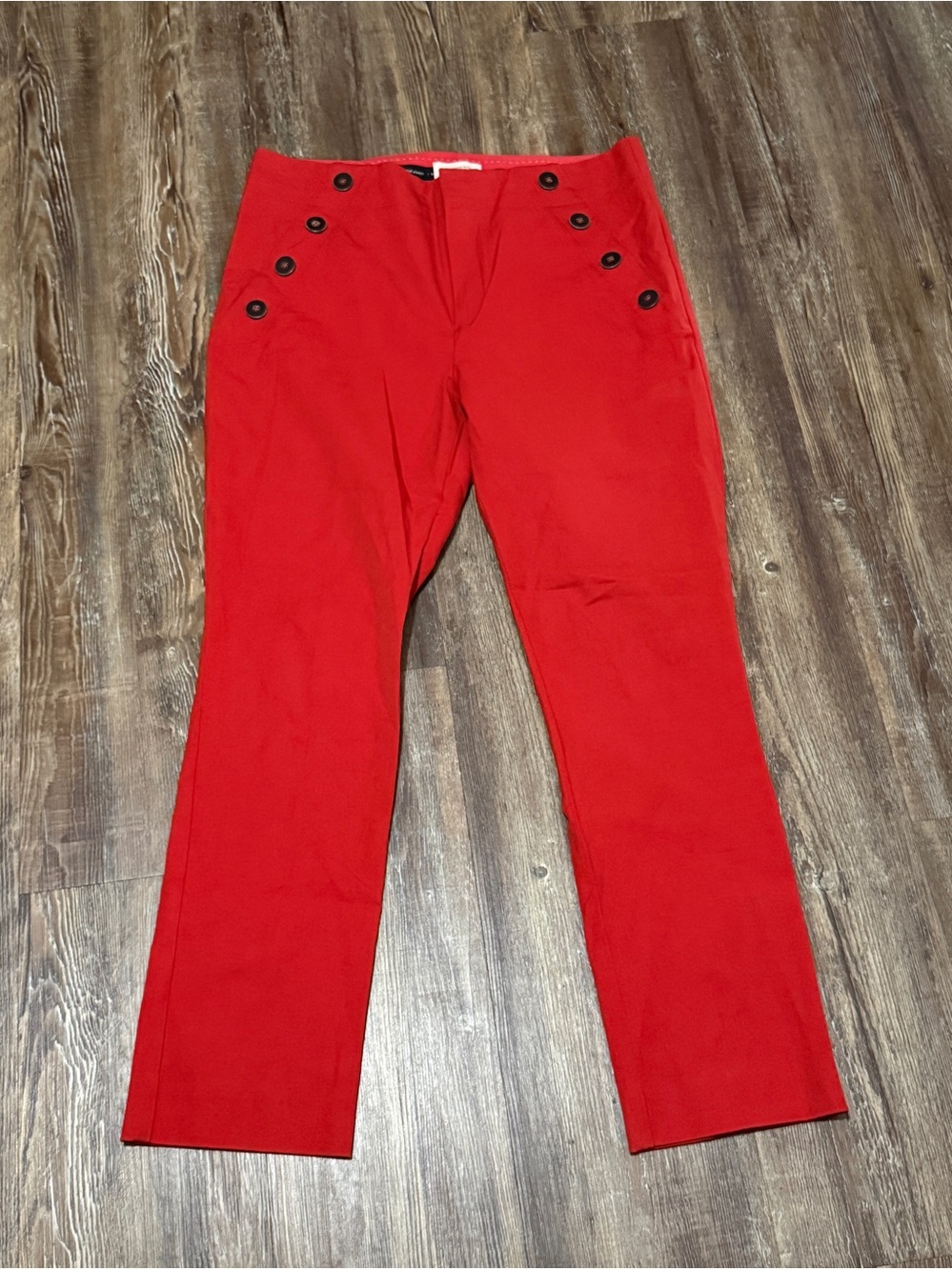 Anthropologie Sailor Office Pants Women's 10 High Rise Slim Fit in Orange Wash
